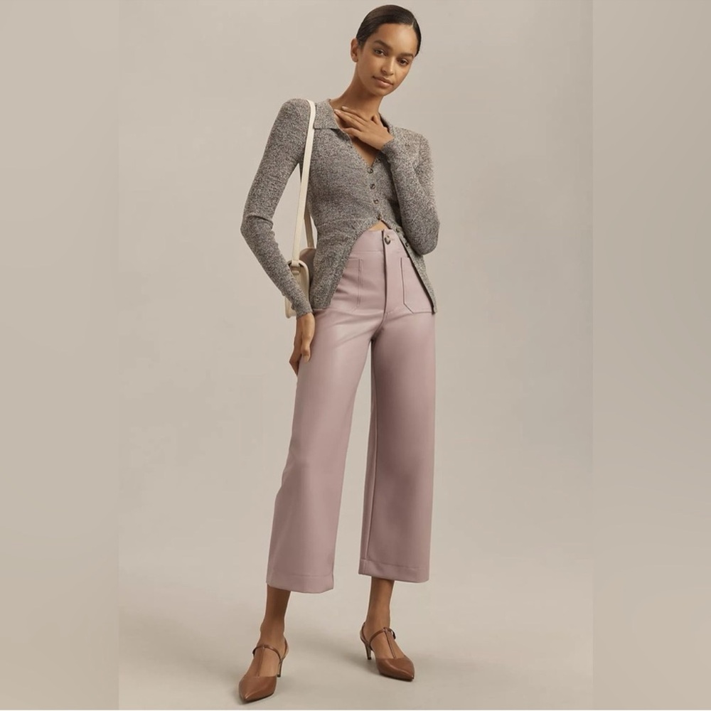Anthropologie Maeve The Colette Wide Leg Crop Faux Leather Pant